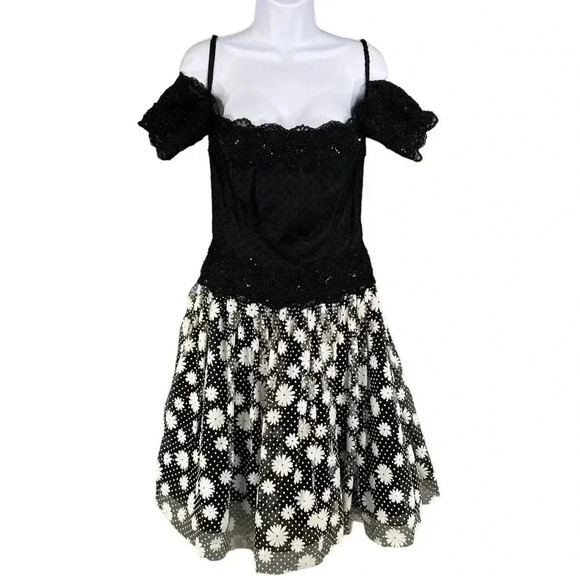 Carol Mignon NWT Womens10 Fit Flare Dress Bodice Daisy Motif VTG 80s MSRP 495.00 - Picture 2 of 15